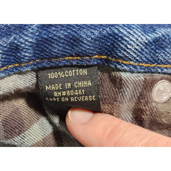 Guide Gear Mens Flannel Lined Jeans Blue Denim Plaid Lining 36x34 Warm Rugged - Picture 10 of 10